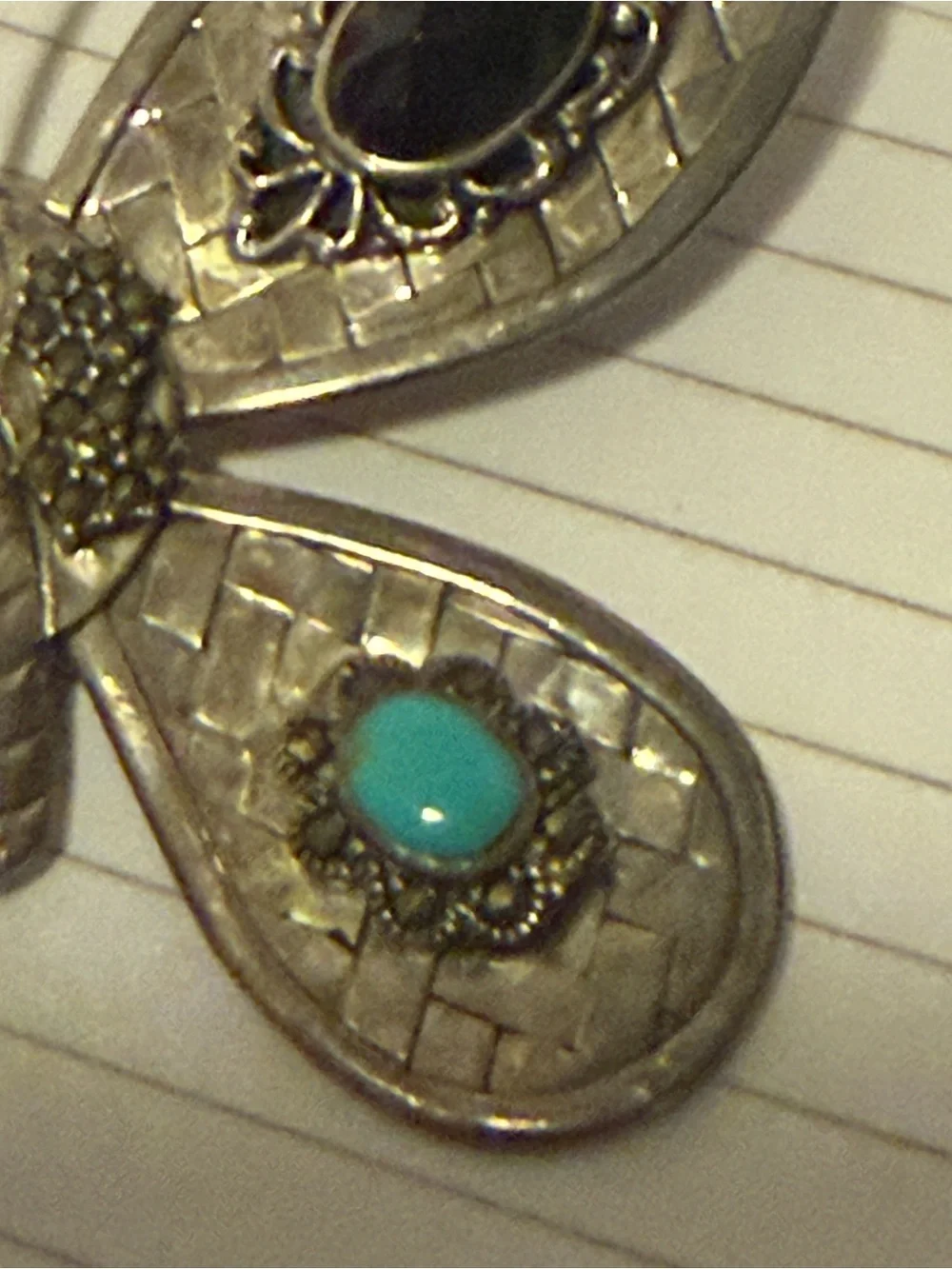 Vintage silver large butterfly pendant . - Picture 10 of 13